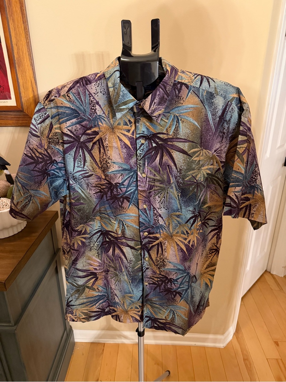 ONO Company Tropical Bamboo Print Camp Shirt Large